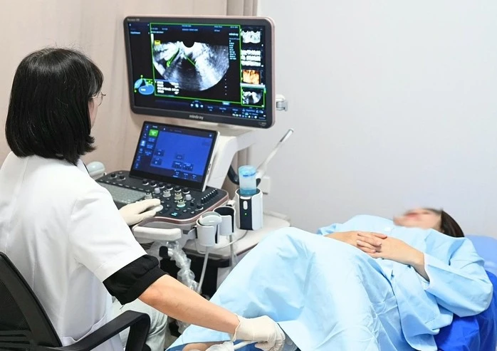 Bác sĩ siêu âm đánh giá tình trạng phát triển của thai nhi. Ảnh: Thanh Hương