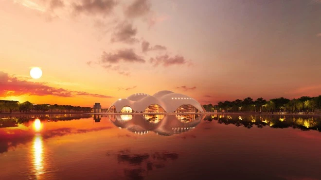 Phối cảnh Nhà hát Opera Hà Nội được thiết kế bởi kiến trúc sư Renzo Piano, một trong những kiến trúc sư có ảnh hưởng nhất trong thế kỷ 20.