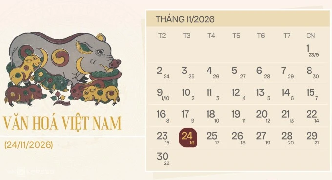 Ngày 24/11 hàng năm được Bộ Chính trị thống nhất chọn là ngày Văn hóa Việt Nam.