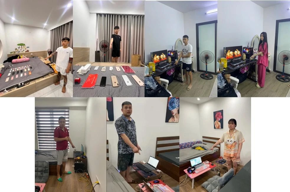 Những nghi phạm bị bắt và tang vật vụ án. Ảnh: Công an cung cấp.