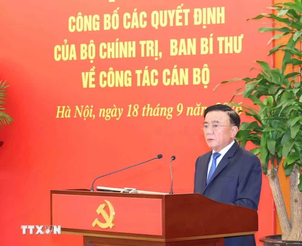 Đồng chí Trần Cẩm Tú, Ủy viên Bộ Chính trị, Thường trực Ban Bí thư phát biểu chỉ đạo tại hội nghị - Ảnh: TTXVN