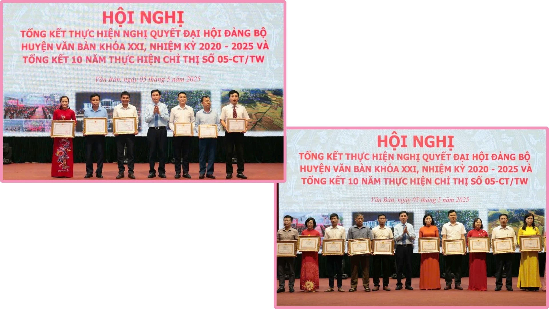 Lãnh đạo huyện Văn Bàn trao Bằng khen cho các tập thể, cá nhân.