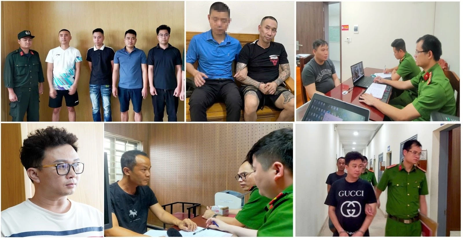 Các đối tượng bị bắt tại cơ quan công an.