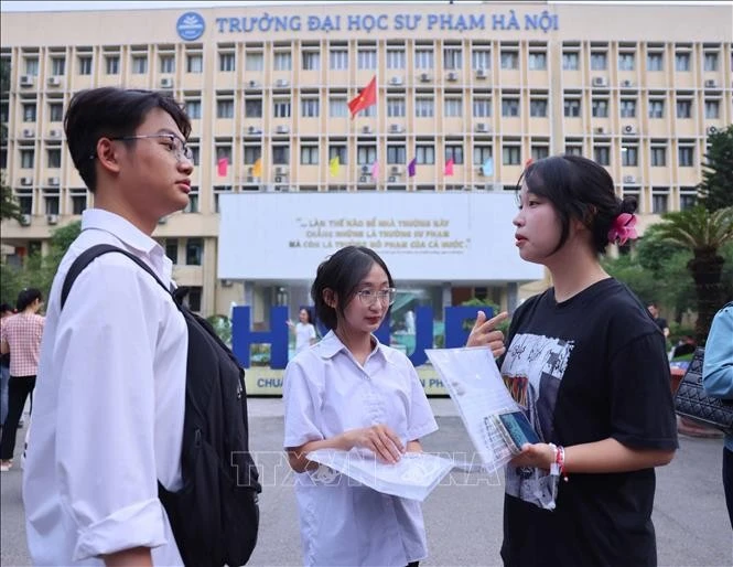 Thí sinh tham dự kỳ thi thi đánh giá năng lực năm 2024 của Trường Đại học Sư phạm Hà Nội, ngày 11/5/2024.