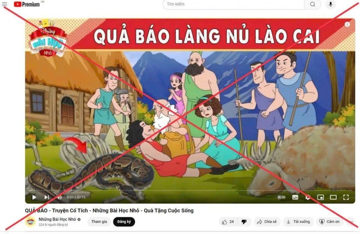 Hình ảnh trên kênh "Những bài học nhỏ" gây bức xúc dư luận.