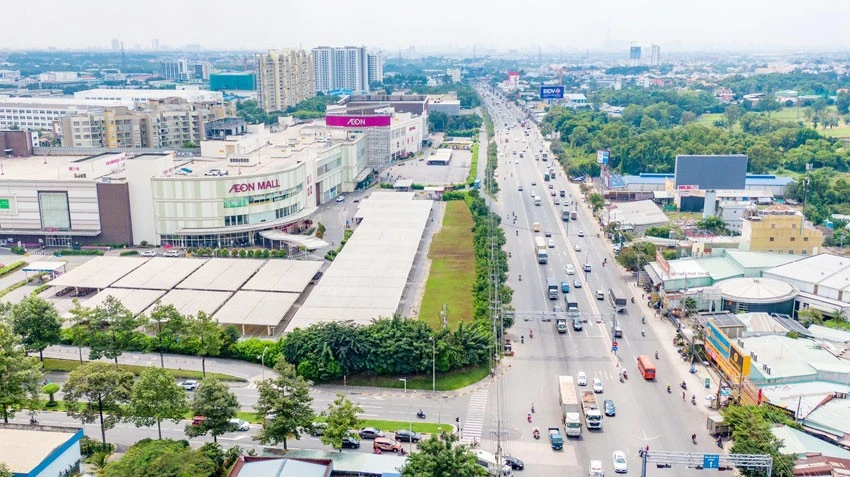 Bình Dương đang kiến tạo đô thị văn minh, hiện đại, thông minh. Trong ảnh: Một góc đô thị Thuận An