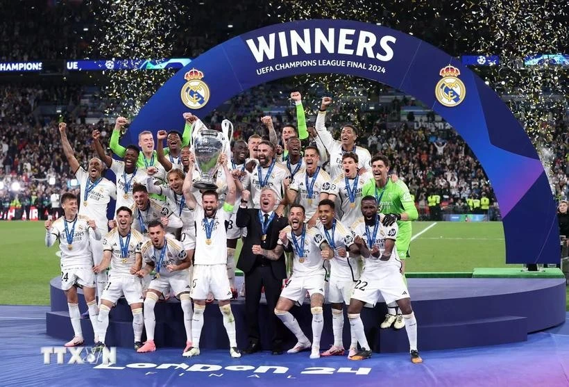 Real Madrid vô địch Champions League lần thứ 15 sau khi đánh bại Borussia Dortmund 2-0 trong trận chung kết ở London, Anh sáng 2/6/2024.