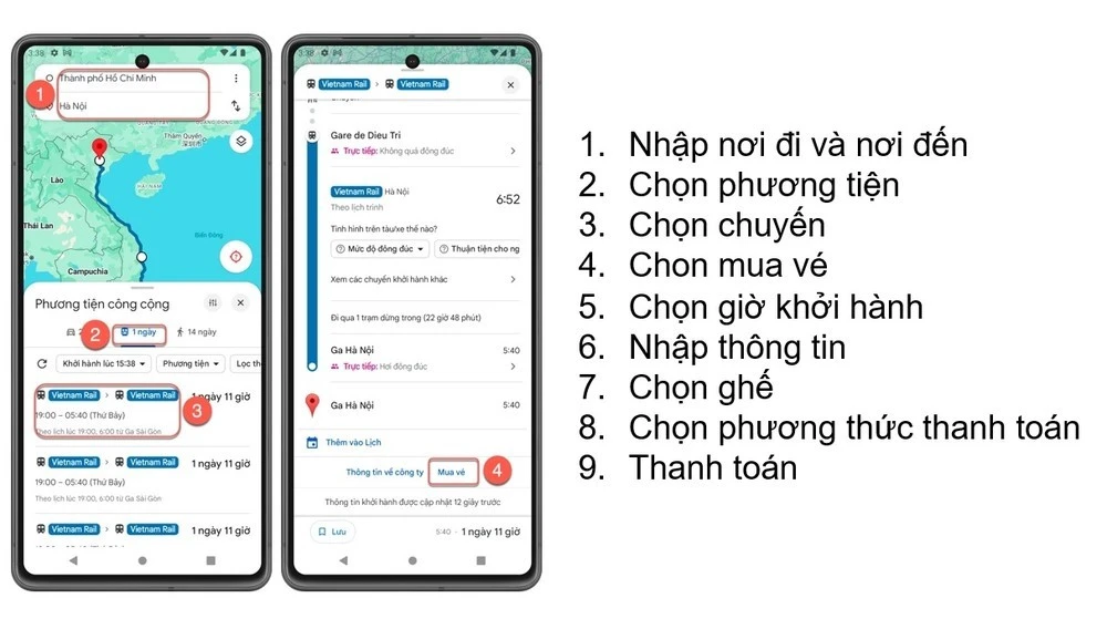 Ngành Đường sắt triển khai mở bán vé tàu hỏa qua bản đồ trực tuyến.