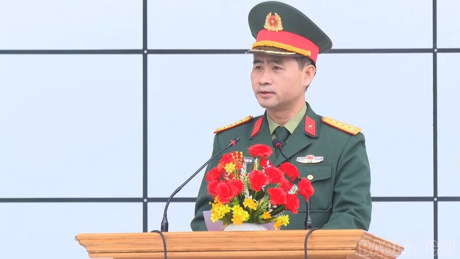 Đại tá Vũ Ngọc Hai, Sư đoàn trưởng Sư đoàn 355 phát biểu tại lễ phát động.
