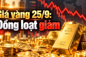 Giá vàng hôm nay 25/9: Vàng miếng và vàng nhẫn đồng loạt đi xuống