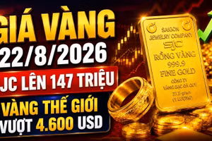 Giá vàng hôm nay 22/8: Vàng thế giới lập đỉnh hơn 3 tháng, trong nước tăng?
