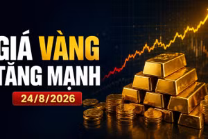 Giá vàng hôm nay sáng 24/8/2026: Vàng SJC tăng 2,4 triệu đồng/lượng