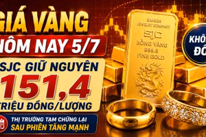 Giá vàng hôm nay 5/7: SJC, BTMC, DOJI, PNJ đi ngang