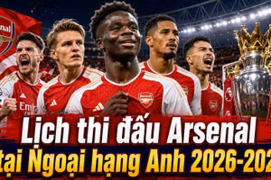 Lịch thi đấu Arsenal tại Ngoại hạng Anh 2026-2027 đầy đủ 38 vòng