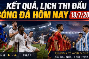 Kết quả, lịch thi đấu bóng đá hôm nay 19/7: Anh thắng Pháp 6-4