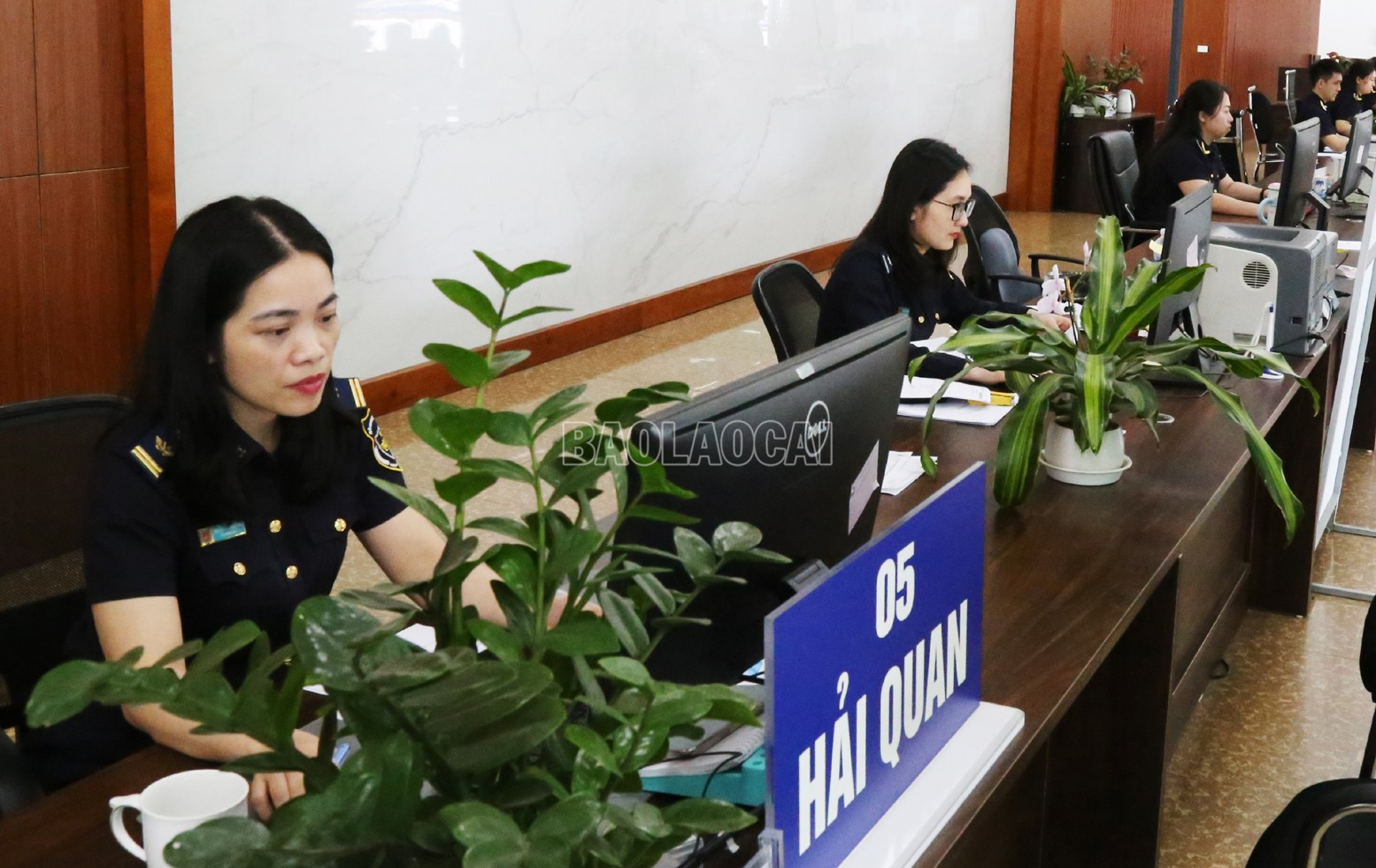 Lực lượng chức năng duy trì đủ quân số theo quy định phục vụ hoạt động xuất - nhập khẩu. baolaocai-c_h1.jpg