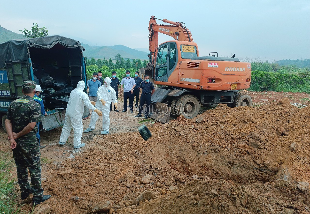 Authorities destroyed more than 2.5 tons of smuggled sausages, Chinese sausages, and young poultry eggs. baolaocai-c_a4.jpg