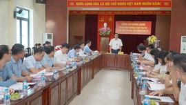 Phó Bí thư Thường trực Tỉnh ủy Hoàng Giang phát biểu kết luận buổi làm việc với Ban Nội chính Tỉnh ủy.