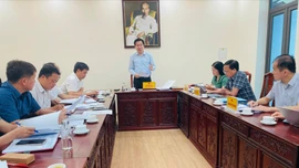 Trưởng Ban Tuyên giáo và Dân vận Tỉnh ủy Dương Đức Huy duyệt văn kiện Đại hội Đảng bộ xã Quy Mông và xã Việt Hồng