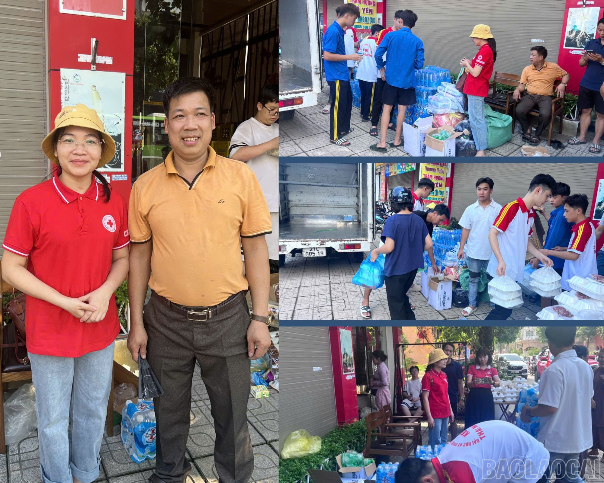 Chuyến xe đầu tiên đã đến với bà con vùng lũ Thái Nguyên. Đoàn đã phối hợp với Hội chữ thập đỏ tỉnh Thái Nguyên trao tặng những phần quà tiếp sức cho đồng bào. baolaocai-br_dd.jpg