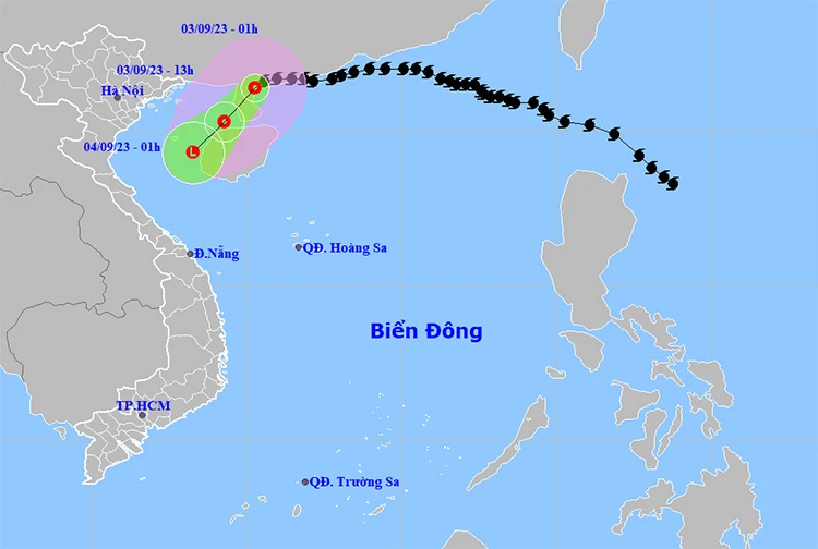 Vị trí và đường đi của áp thấp nhiệt đới.