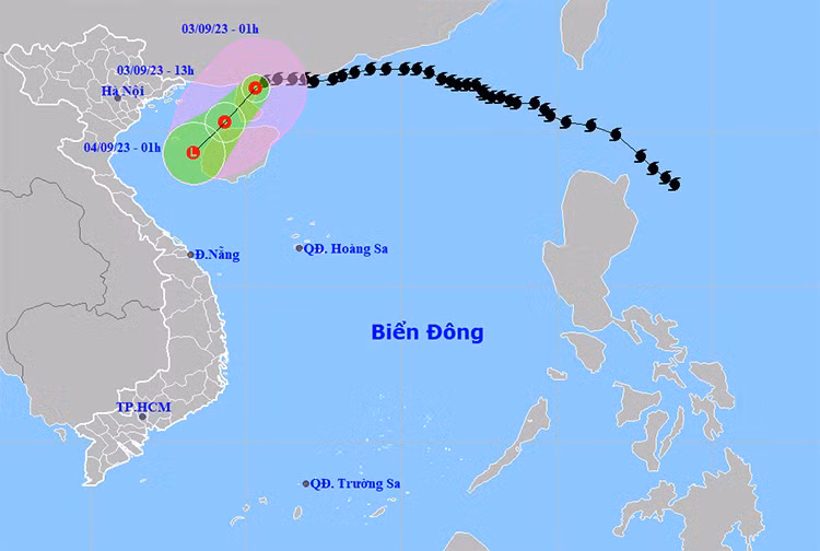 Vị trí và đường đi của áp thấp nhiệt đới.