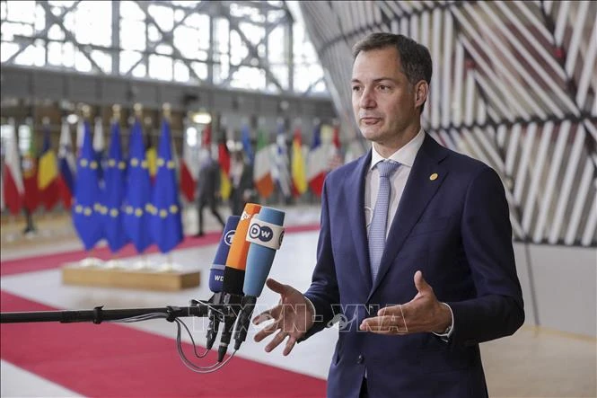 Thủ tướng Bỉ Alexander De Croo phát biểu tại Brussels, Bỉ. Ảnh: AFP/TTXVN