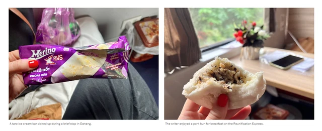 Natalie được thử nhiều món ăn trên tàu.