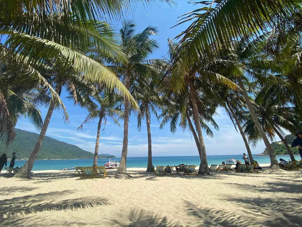 Mọc lên giữa biển xanh là các hòn đảo với thảm thực vật đa dạng quanh năm xanh tốt, những bãi cát trắng mịn nằm dài cho sóng nước tràn vào tắm gội, những làng chài yên bình ven biển… đá, nước và mây trời hòa quyện, tất cả tạo nên một cù lao Chàm vừa thơ mộng vừa huyền ảo.