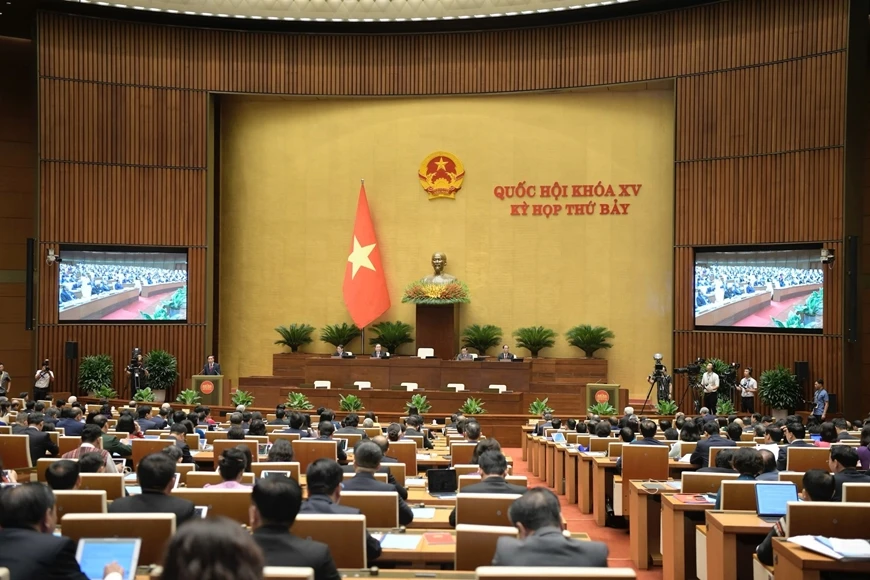 Quang cảnh phiên họp của Quốc hội tại Kỳ họp thứ bảy, Quốc hội khóa XV. Ảnh: TRỌNG HẢI