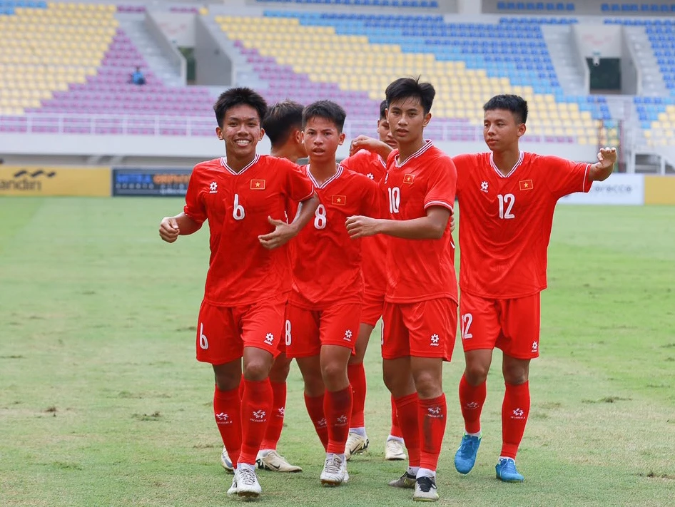 U16 Việt Nam xuất sắc vào bán kết U16 Đông Nam Á 2024 (Ảnh: VFF).