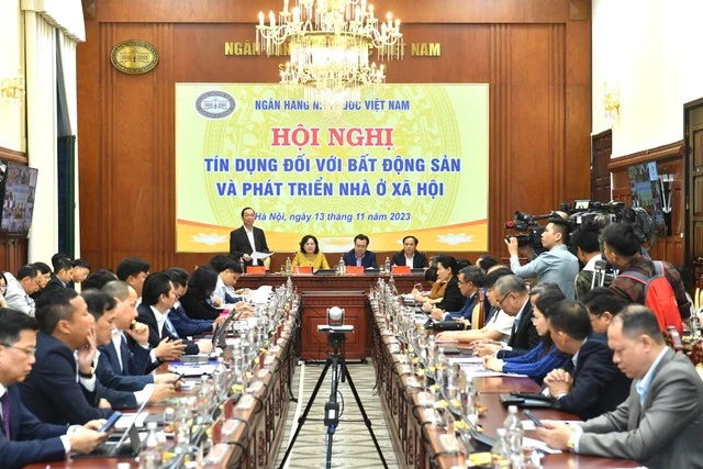 Hội nghị tín dụng đối với bất động sản và phát triển nhà ở xã hội thu hút sự quan tâm của nhiều DN BĐS lớn- Ảnh: VGP