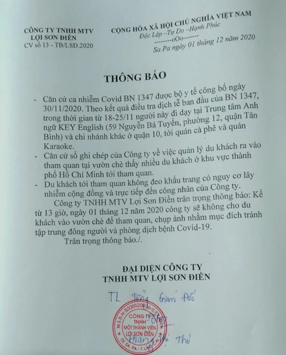 Đơn vị quản lý ra thông báo dừng đón khách tham quan đồi chè Ô Long.