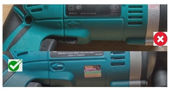 Các điểm phân biệt máy khoan Makita hàng thật và giả dựa vào tem 7 màu.