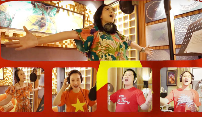Các nghệ sĩ tham gia MV (video âm nhạc) với tên gọi “Sức mạnh Việt Nam” để cổ vũ tinh thần người dân và lực lượng chức năng phòng, chống dịch Covid-19.