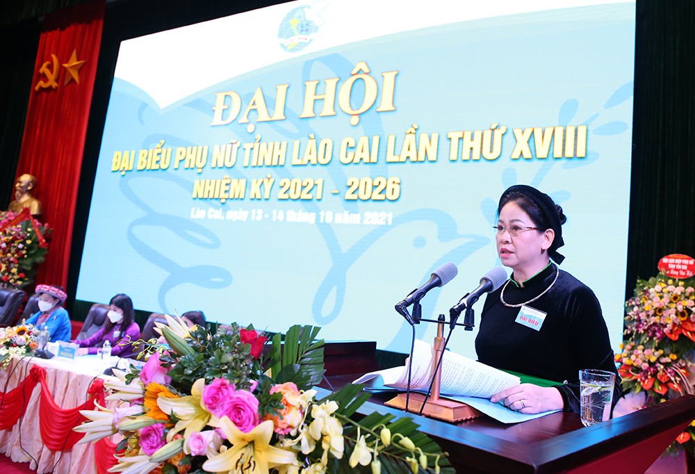 Khai mạc Đại hội Đại biểu Phụ nữ tỉnh Lào Cai lần thứ XVIII, nhiệm kỳ 2021-2026 ảnh 3