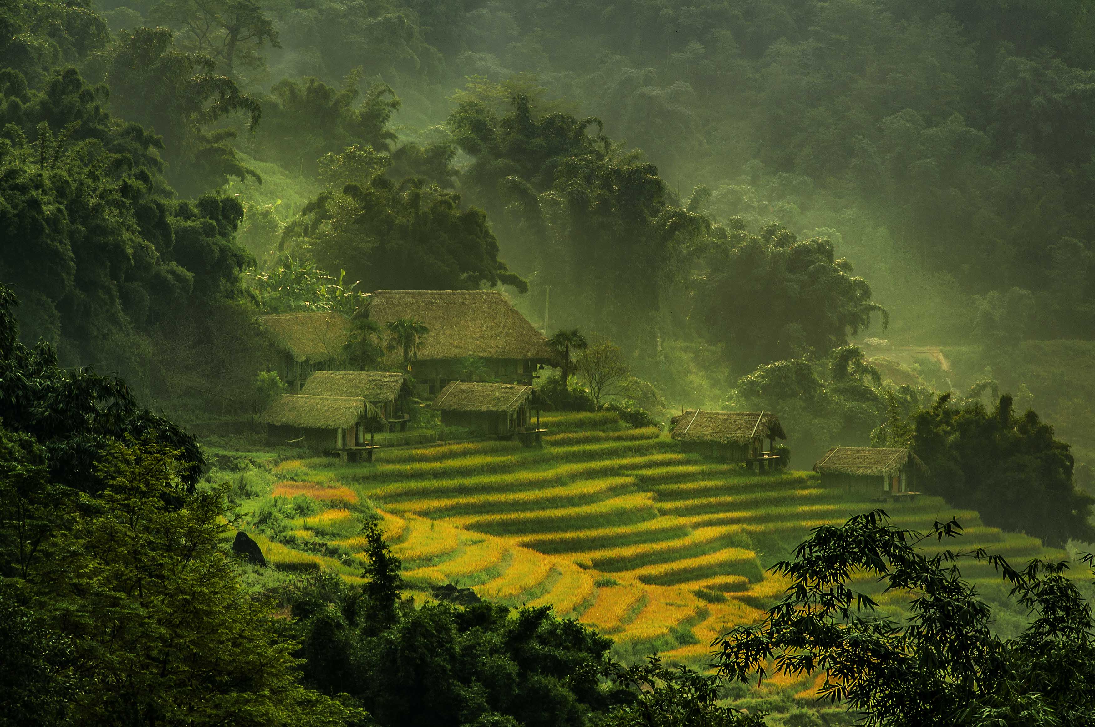 Nghệ sỹ nhiếp ảnh Mạnh Cường (bên phải) và Dương Toản trao đổi kinh nghiệm chụp ảnh nghệ thuật.