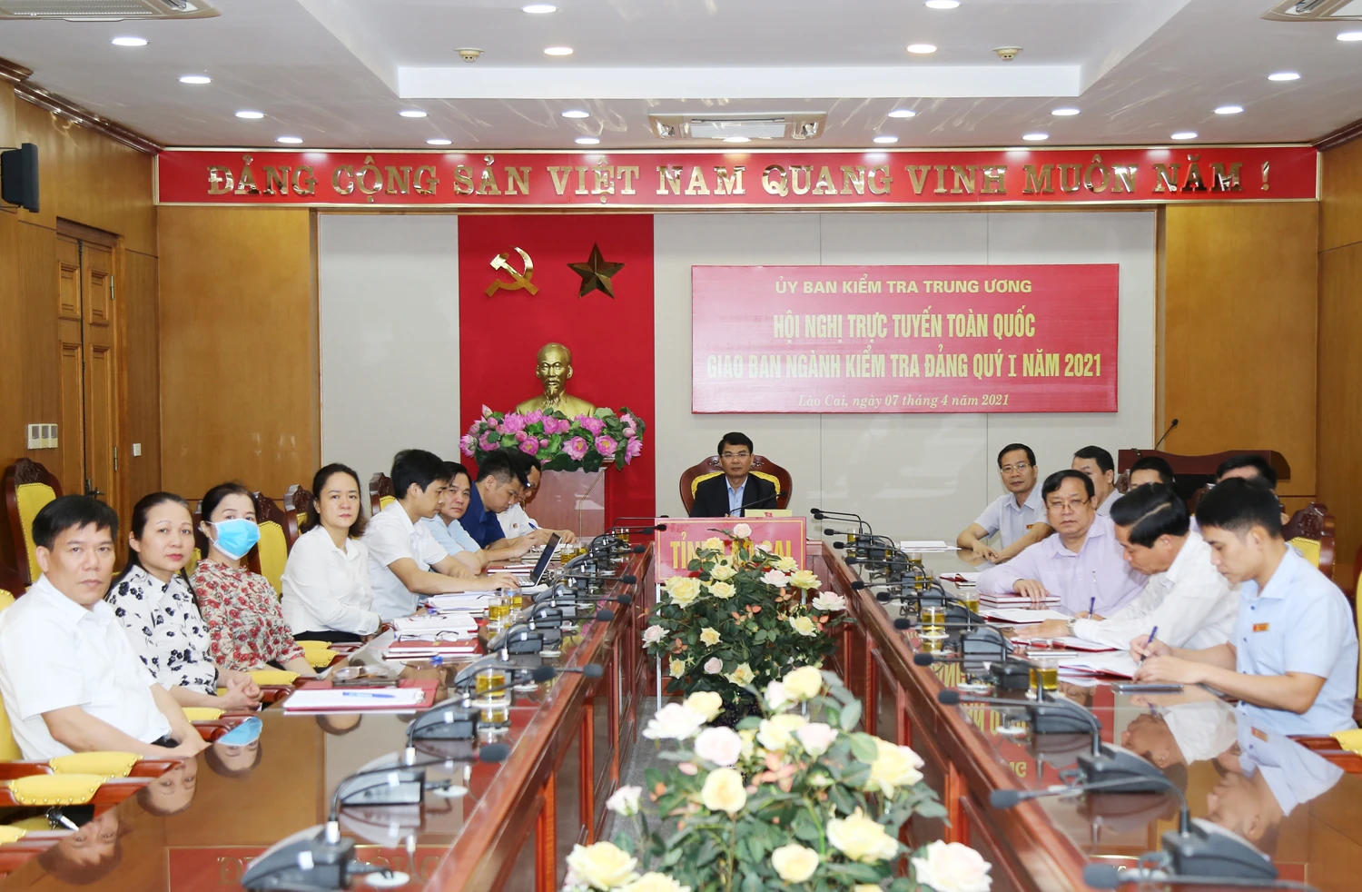 Đại biểu dự hội nghị tại điểm cầu tỉnh Lào Cai.