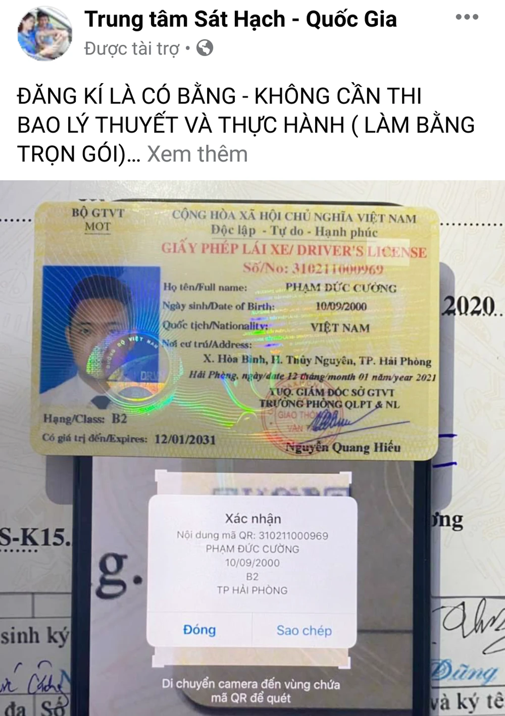 Mua giấy phép lái xe trên mạng: Tiền mất, tật mang ảnh 1