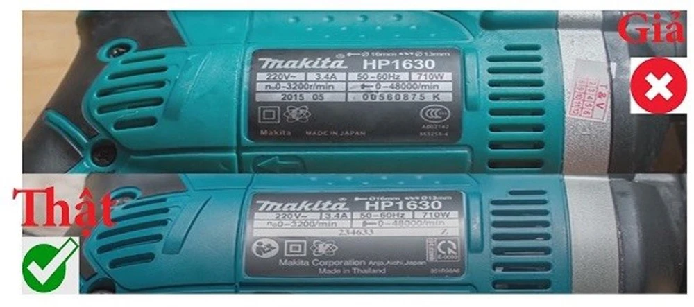 Nhận biết máy khoan Makita hàng thật dựa vào số seri trên thân máy. Nhận biết máy khoan Makita hàng thật dựa vào số seri trên thân máy.