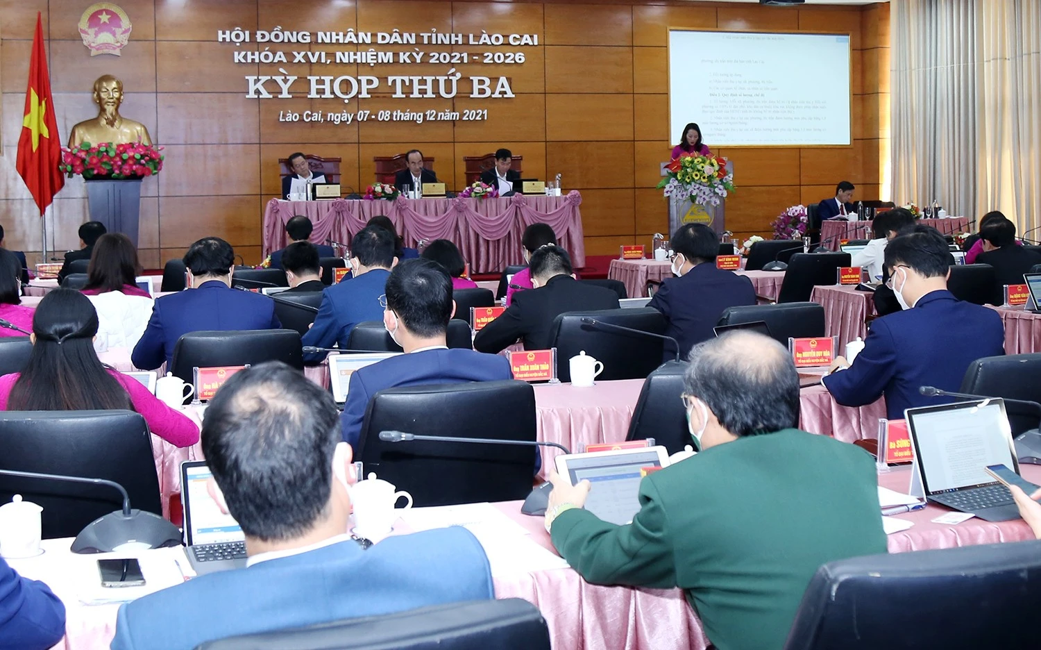 Kỳ họp thứ Ba, HĐND tỉnh: Các đại biểu thảo luận tại hội trường ảnh 1