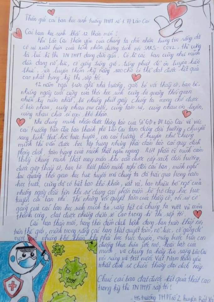 Bức thư của học sinh Trường THPT số 2 Bát Xát gửi học sinh Trường THPT số 1 thành phố Lào Cai. Bức thư của học sinh Trường THPT số 2 Bát Xát gửi học sinh Trường THPT số 1 thành phố Lào Cai.