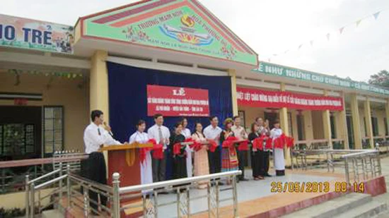 Trường Mầm non Hoa Phượng Đỏ, xã Phú Nhuận (Bảo Thắng) - công trình do Đảng bộ, nhân dân thành phố Hải Phòng trao tặng.