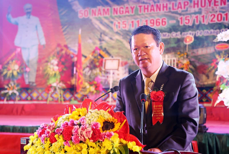 Đồng chí Nguyễn Văn Vịnh, Uỷ viên Ban Chấp hành Trung ương Đảng, Bí thư Tỉnh uỷ, Chủ tịch HĐND tỉnh phát biểu tại Lễ kỷ niệm.