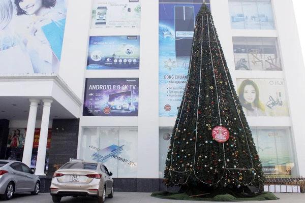 Cây thông khổng lồ tại trung tâm thương mại.