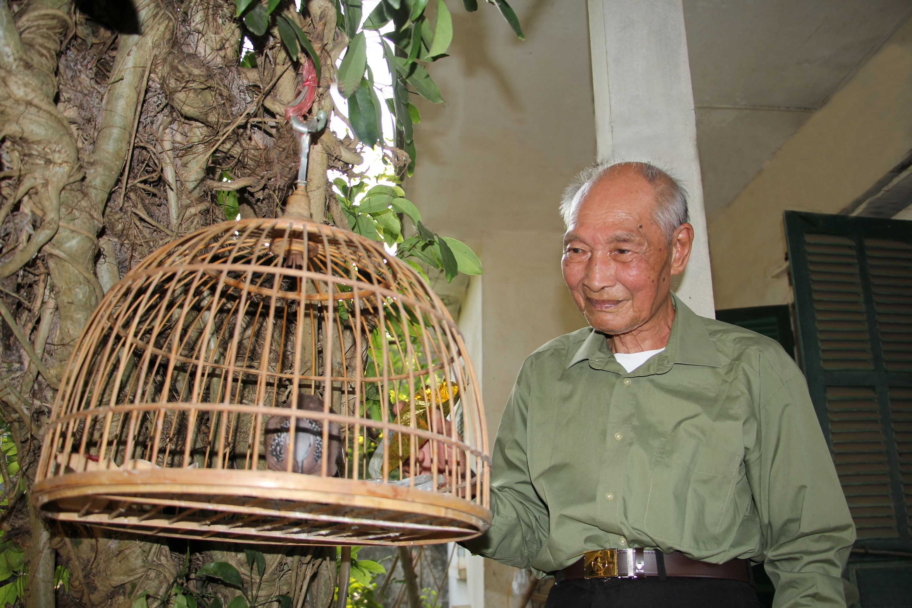 Ông Định vui với thú chơi tuổi già.