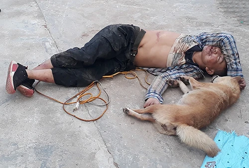 Hiệp bị người dân dùng dây điện trói lại, bàn giao cho công an.