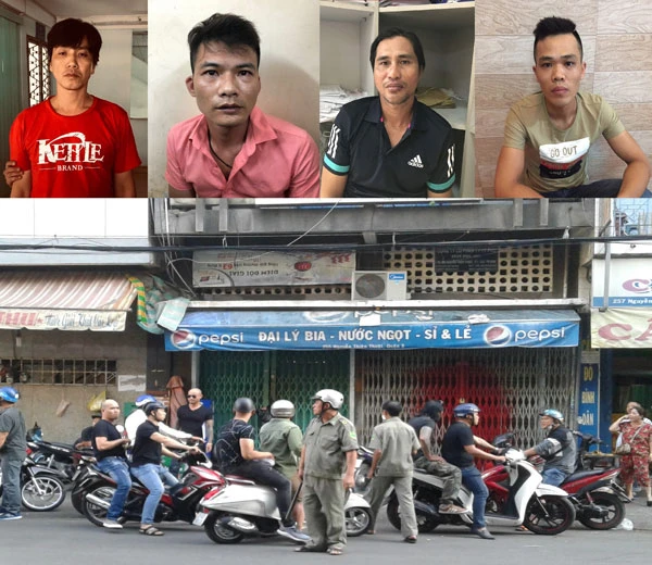 Một băng nhóm đòi nợ thuê và hiện trường vụ tạt sơn vào nhà con nợ ở quận 3.