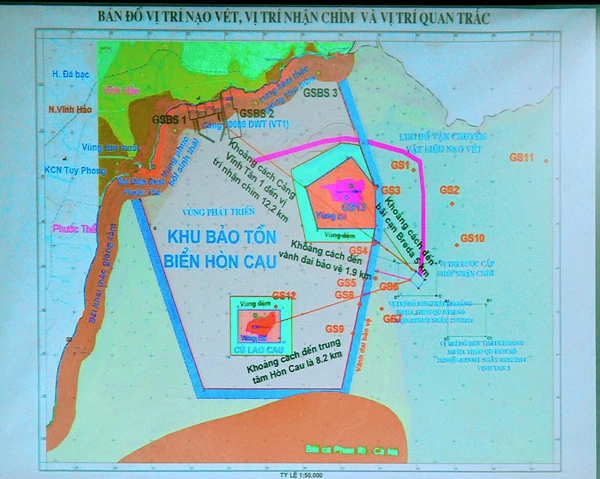 Bản đồ khu vực nhận chìm chất bùn thải.