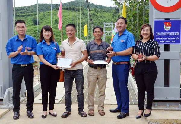 Đoàn Khối Doanh nghiệp tỉnh tặng quà tri ân 2 người lái đò hàng ngày giúp nhân dân qua suối Nhù. Đoàn Khối Doanh nghiệp tỉnh tặng quà tri ân 2 người lái đò hàng ngày giúp nhân dân qua suối Nhù.